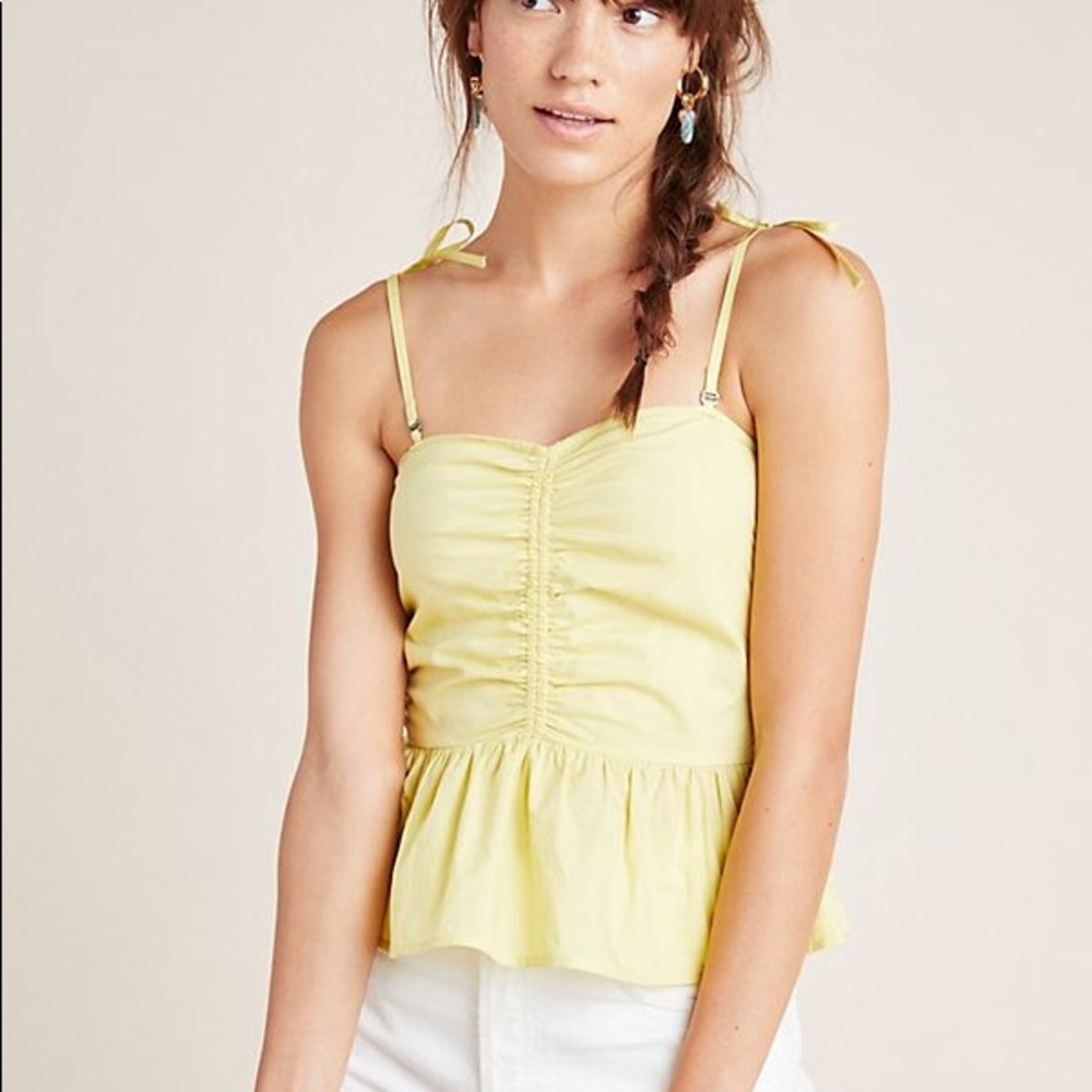 NWT Anthropologie Yellow Stephanie Peplum Top 12